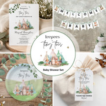 Teepees and Tiny Toes Woodland Baby Shower Set