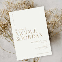 Modern Simple Chic Ivory Tan Wedding