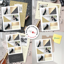 FAUX FOIL 3 BLOCKS NEW YEAR   HOLIDAY PHOTO CARDS