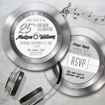 Silver Vinyl Record Retro 25th Birthday Party