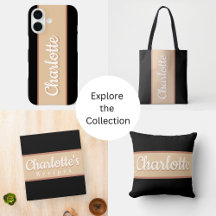 Personalized Name Retro Stripe Beige Black 