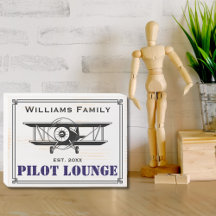 Pilot Lounge Family Name Aviation Home Decor