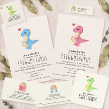 Cute Preggosaurus Dinosaur Baby Shower Collection