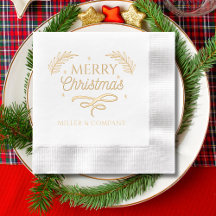 Merry Christmas Personalized Corporate Foil Napkin