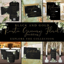 Black And Gold Greenery Floral Wedding Suite