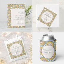 Retro Boho Script Sage Yellow Floral Bridal Shower