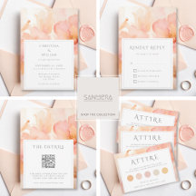 Modern Watercolor Blush Peach Flower Wedding