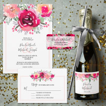 BRIGHT PINK WATERCOLOR FLORAL WEDDING COLLECTION