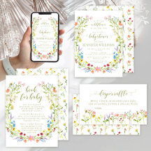 Cute whimsical little wildflower baby girl shower