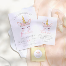 Modern Gold Floral Magical Unicorn Birthday Party