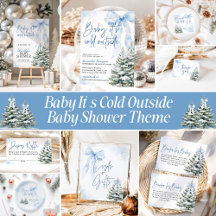 Blue Bow Baby It's Cold Outside Winter Baby Shower