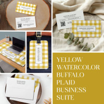 Yellow Watercolor Buffalo Plaid 