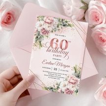 Boho rose gold blush greenery 60th birthday 36-60