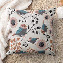 Chickadee Bird And Berry Pattern - Multi Colored