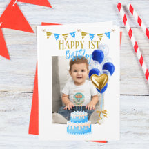 Baby Boy First Birthday Blue and Gold Collection