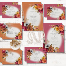 Vintage Floral Rust & Fuchsia Wedding