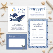 Blue Watercolor Whale Baby Shower