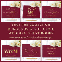 Burgundy Red Wedding Foil Guest Books