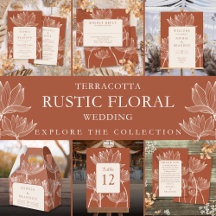 Boho Terracotta Botanical Floral Wedding Suite