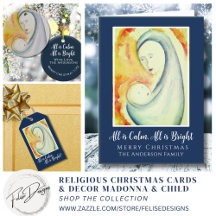 Religious Christmas Cards & Decor Madonna & Child 