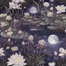 Lily Pads Under the Moon 