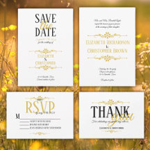 White and Gold-Themed Classic Wedding Cards