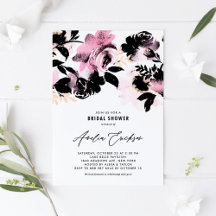 Black and Pink Watercolor Flowers