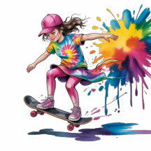 Colorful Painted Girl Skateboarder Birthday Party 