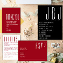 Crimson Red Black Ultra Modern Wedding