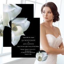 White Magnolia Elegant Floral Wedding on Black