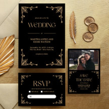Golden Noir Heritage Wedding Stationery