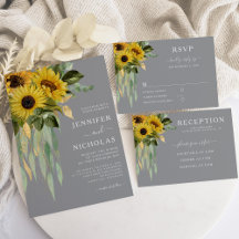 Elegant Gray Sunflower Eucalyptus Wedding Suite