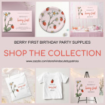BERRY FIRST BIRTHDAY PARTY SUPPLIES AND STATIONERY