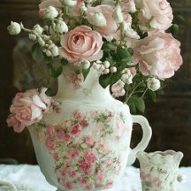 Shabby Chic Vase of Roses