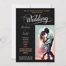 Calligraphy dance contrasting colors photo Wedding
