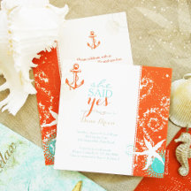 Red, Aqua & Ivory Beach Wedding Celebration