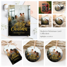 Modern Gold Christmas Photo Card Collection