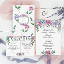 Mauve Blue Peonies Floral Wedding Collection