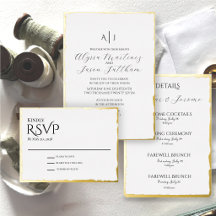 Gold Foil Deckle Edge Wedding Suite