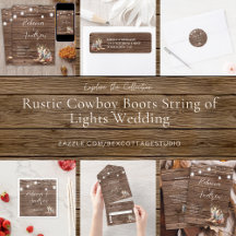 Rustic Boots Cowboy Cowgirl Floral Lights Wedding 