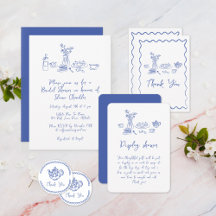 Whimsical Scribble Doodles Bridal Shower Suite