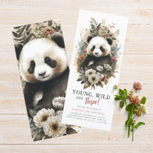 Young Wild Cute Panda Birthday Watercolor Floral