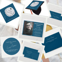 Modern Ocean Blue Graduation Party Collection