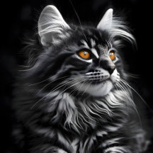 Monochrome Cat With Amber Eyes