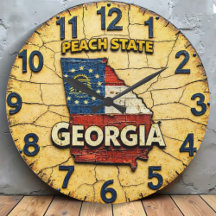 Wall Clocks Vintage State Map Design Rustic 