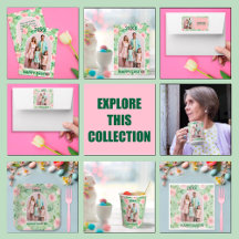 Happy Easter Pastel Pink and Green Floral