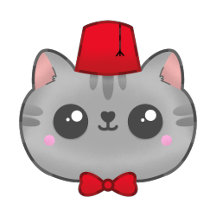 Kawaii Cat Wearing Fez & Bowtie