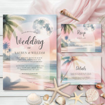 Beach Palm Tree Tropical Watercolor Wedding