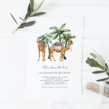 Watercolor Camels and Palm Trees