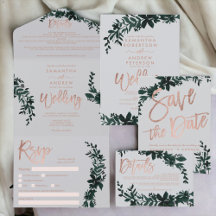 Rose gold typography Floral grey wedding